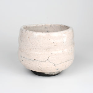 Black Clay Matcha Bowl with Pinkish-White Glaze