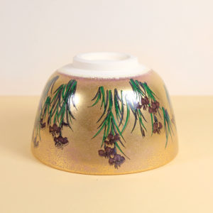 Vintage Matcha Bowl - Gold w/ Iris