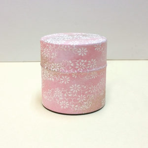 Short Pink Washi Paper Covered Metal Tea Tin