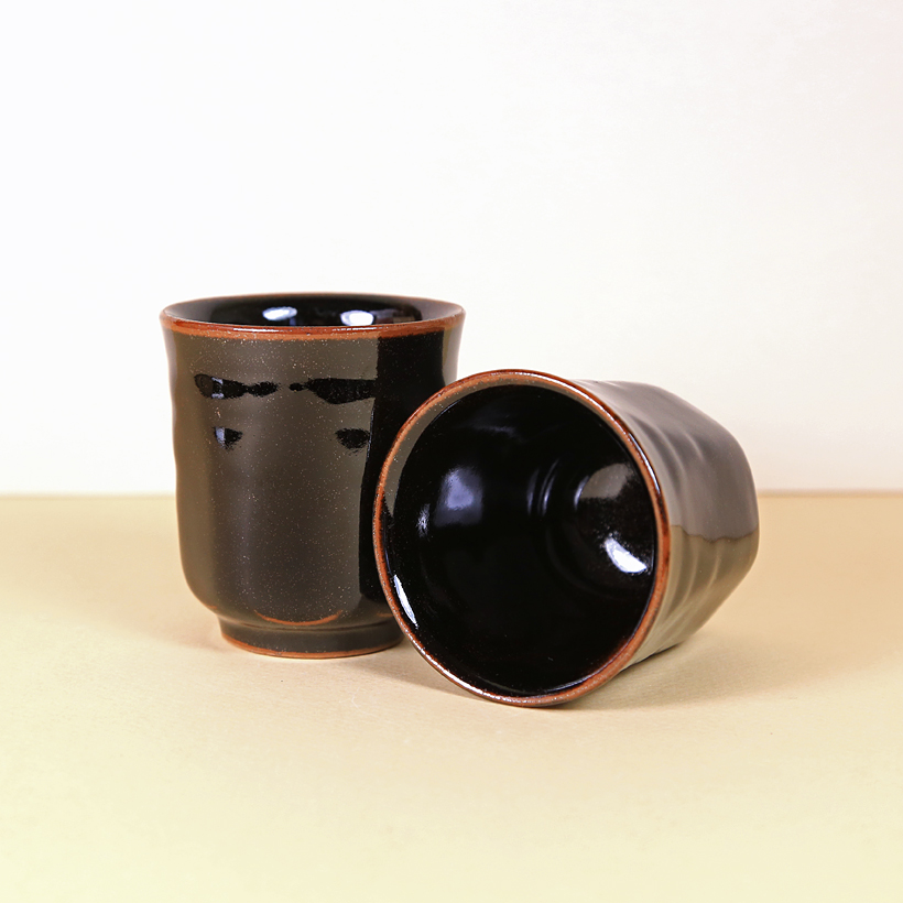 Japanese Dark Brown Teacup with Flecks
