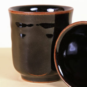 Japanese Dark Brown Teacup with Flecks