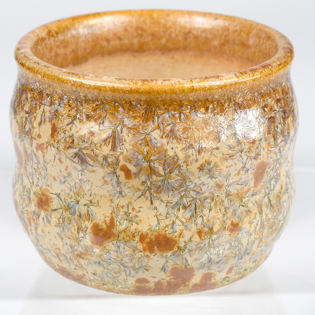 Gold & Tan Crystalline Glazed Teacups - Image 5