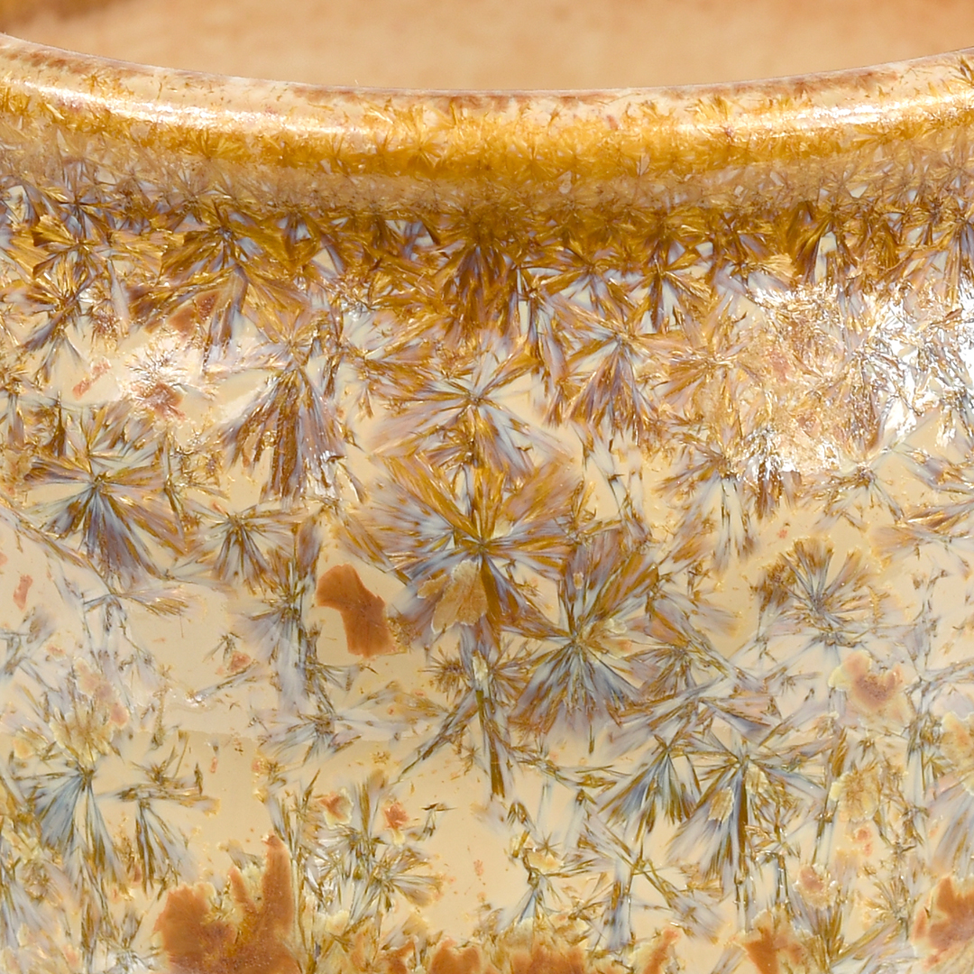 Gold & Tan Crystalline Glazed Teacups - Image 6
