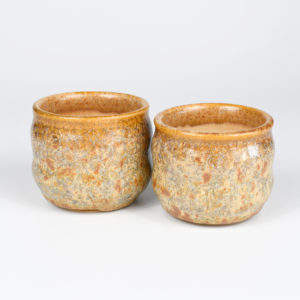 Gold & Tan Crystalline Glazed Teacups