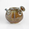 Wood-Fired Anagama Teapot with Blue & Brown Glaze - Chipped