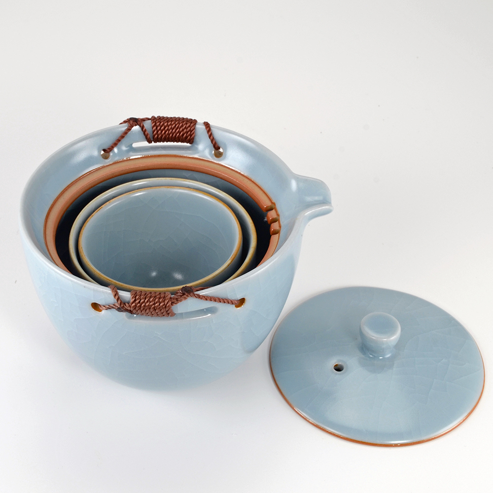 Blue Celadon Gaiwan Travel Tea Set - Image 3