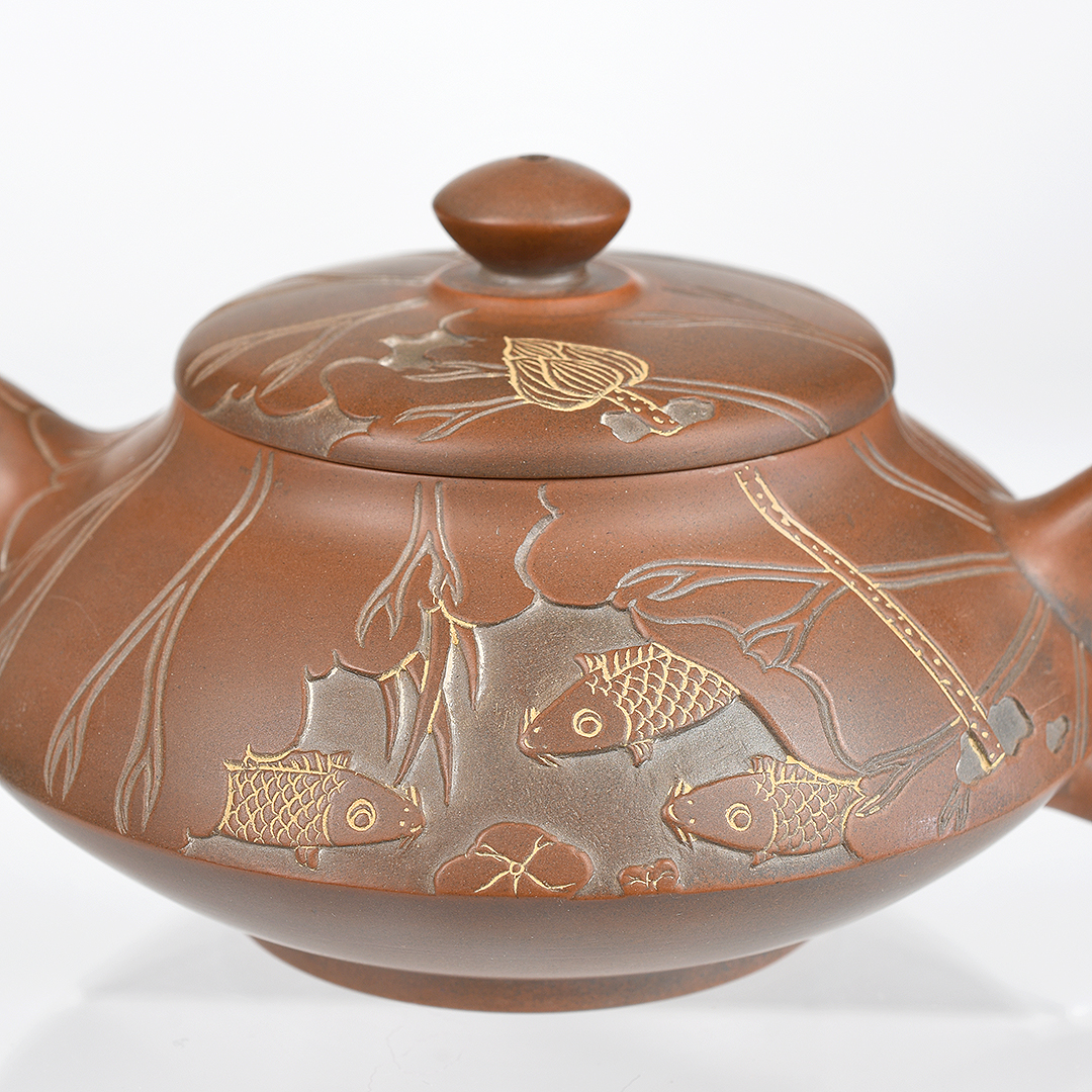 Qinzhou Nixing Fish & Lotus Teapot - Image 10