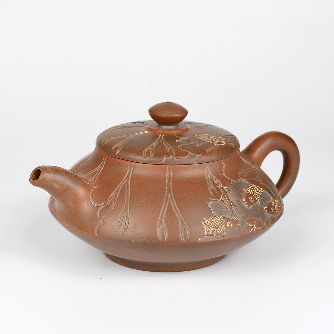 Qinzhou Nixing Fish & Lotus Teapot - Image 2