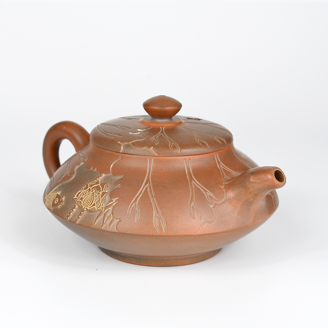 Qinzhou Nixing Fish & Lotus Teapot - Image 4
