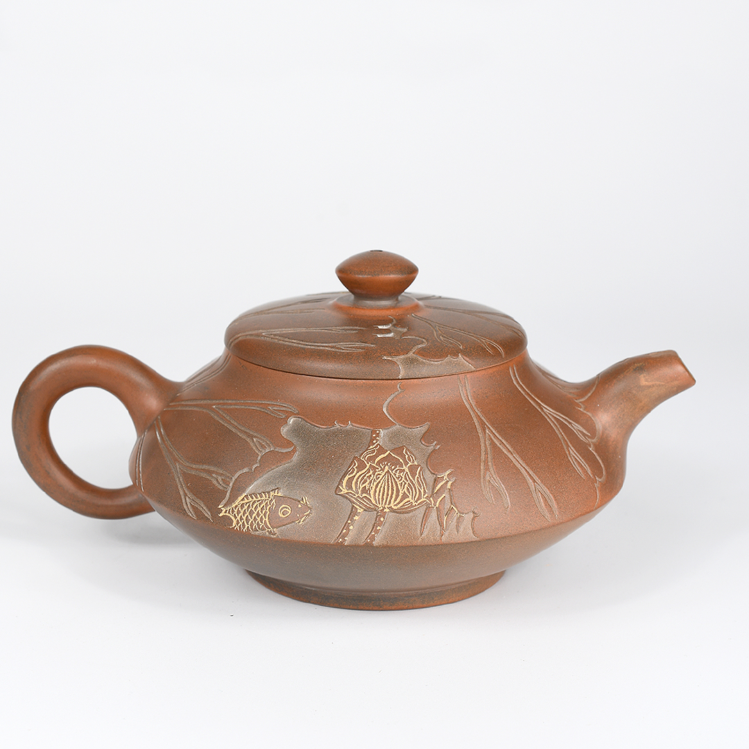 Qinzhou Nixing Fish & Lotus Teapot - Image 5