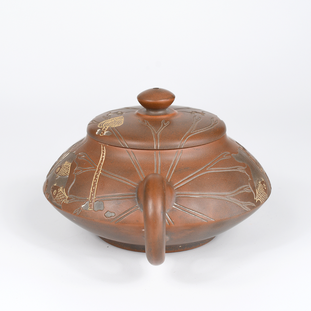 Qinzhou Nixing Fish & Lotus Teapot - Image 7