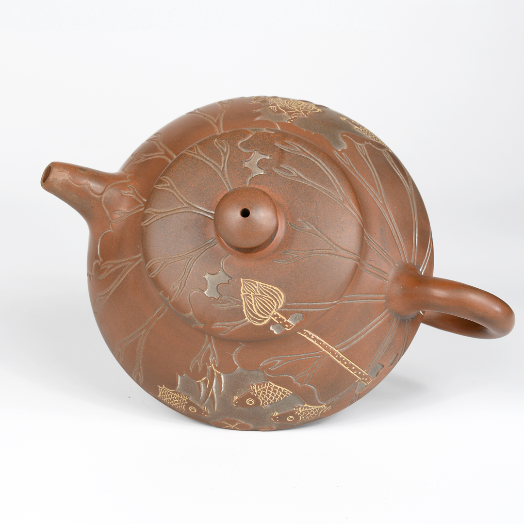 Qinzhou Nixing Fish & Lotus Teapot - Image 8