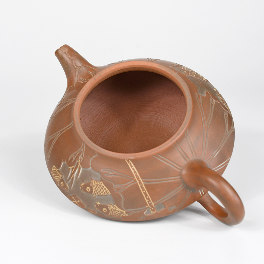 Qinzhou Nixing Fish & Lotus Teapot - Image 9