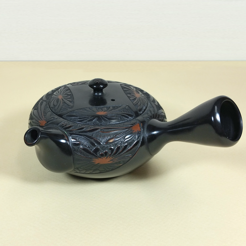 Tokoname Black Chrysanthemum Teapot #2 - Image 2