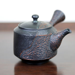 Tokoname Black Fukuro-Cut Cylindrical Teapot